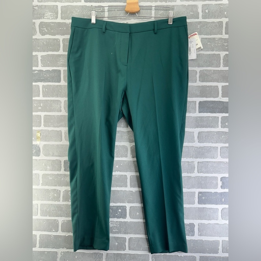 Tahari ASL Cedar Green straight Leg Pants Size‎ 16 New